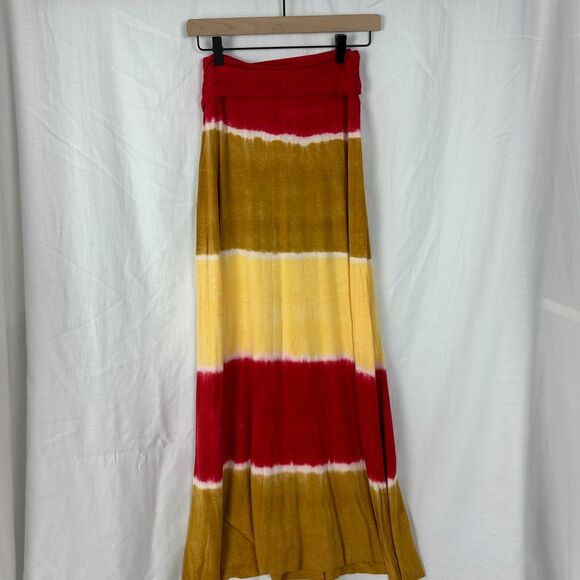 Lucky Brand Swim Coverup Dress Skirt Tie Dyed Red Gold Womens Size M/L - Picture 2 of 9